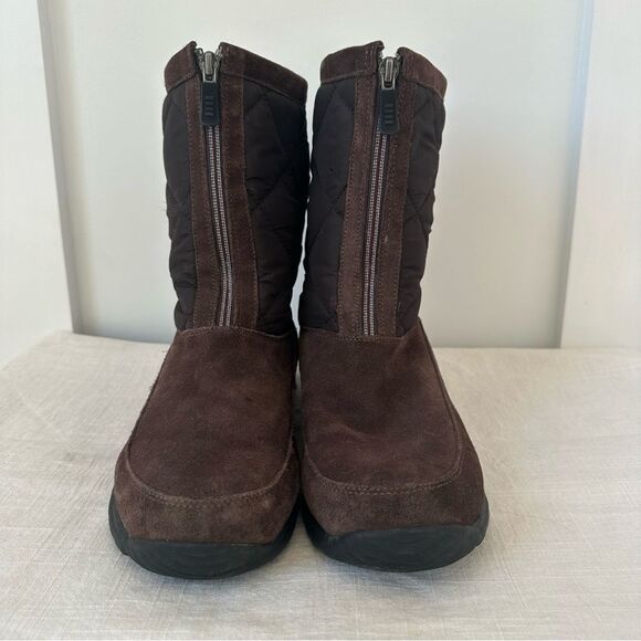 LANDS END Womens‎ Weather Quilt Ankle Boot Front Zip Brown Suede Size 10 B - Picture 2 of 12